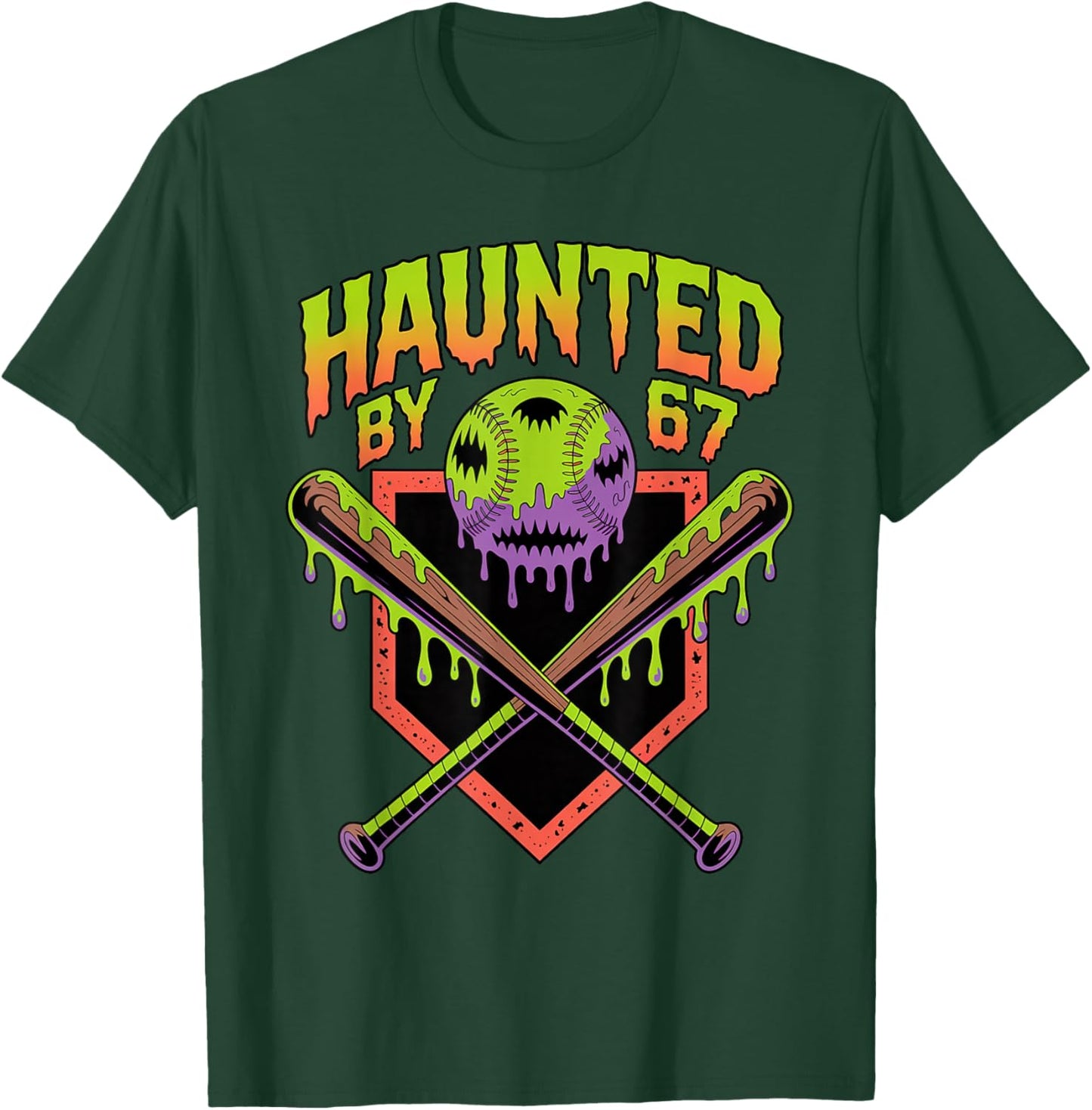 Funny Halloween Haunted by 67 Spooky Baseball Halloween T-Shirt - T-Shirt | Forest
