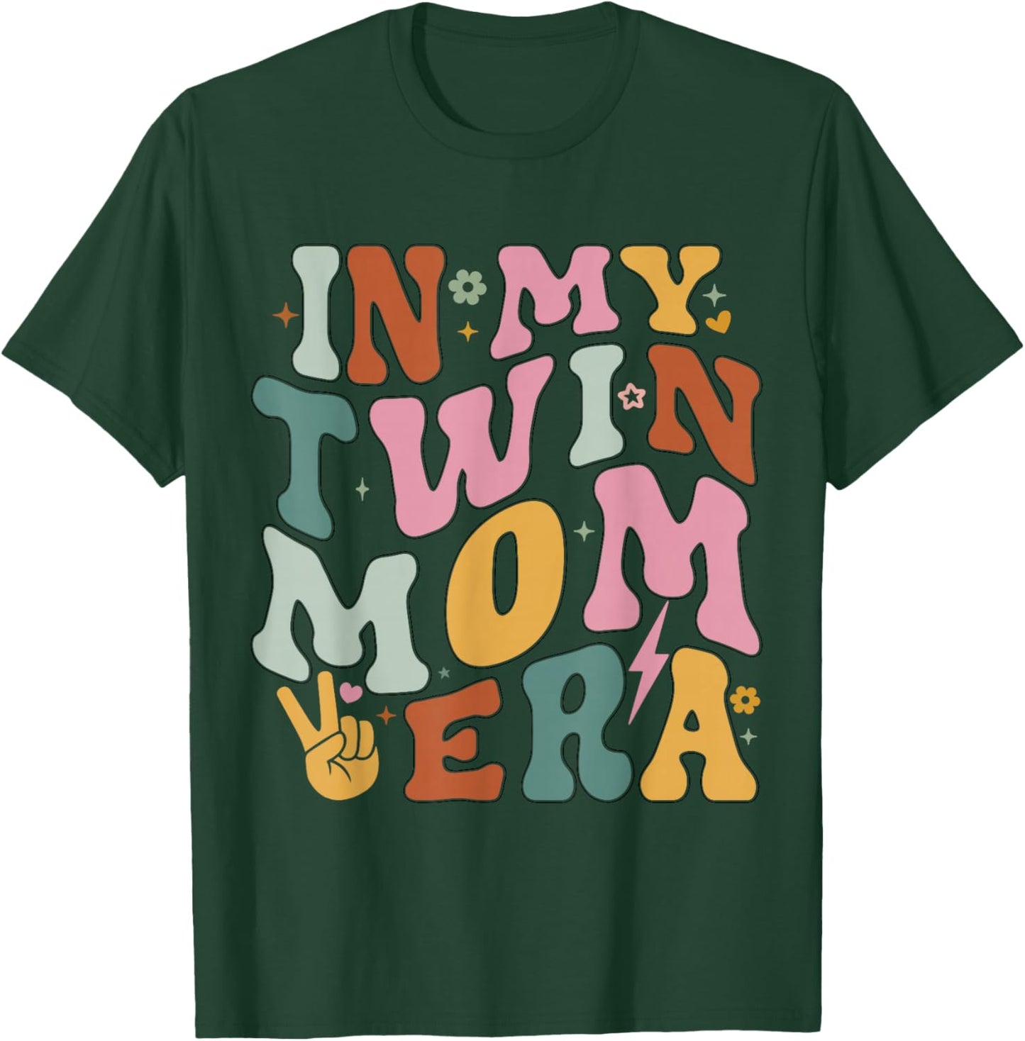 in My Twin Mom Era Funny Mama Pregnancy Announcement T-Shirt - T-Shirt | Forest