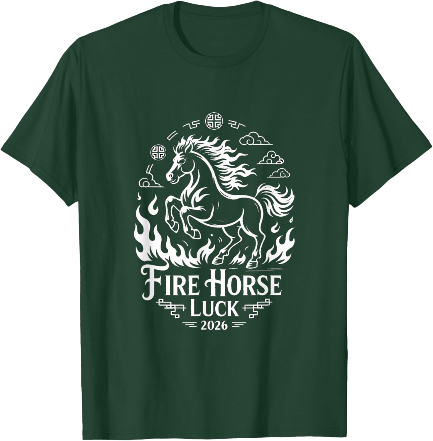 'Fire of Fortune' Chinese New Year Fire Horse 2026 T-Shirt - T-Shirt | Forest
