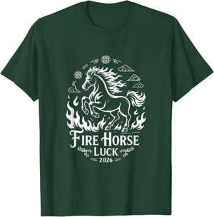 'Fire of Fortune' Chinese New Year Fire Horse 2026 T-Shirt - T-Shirt | Forest