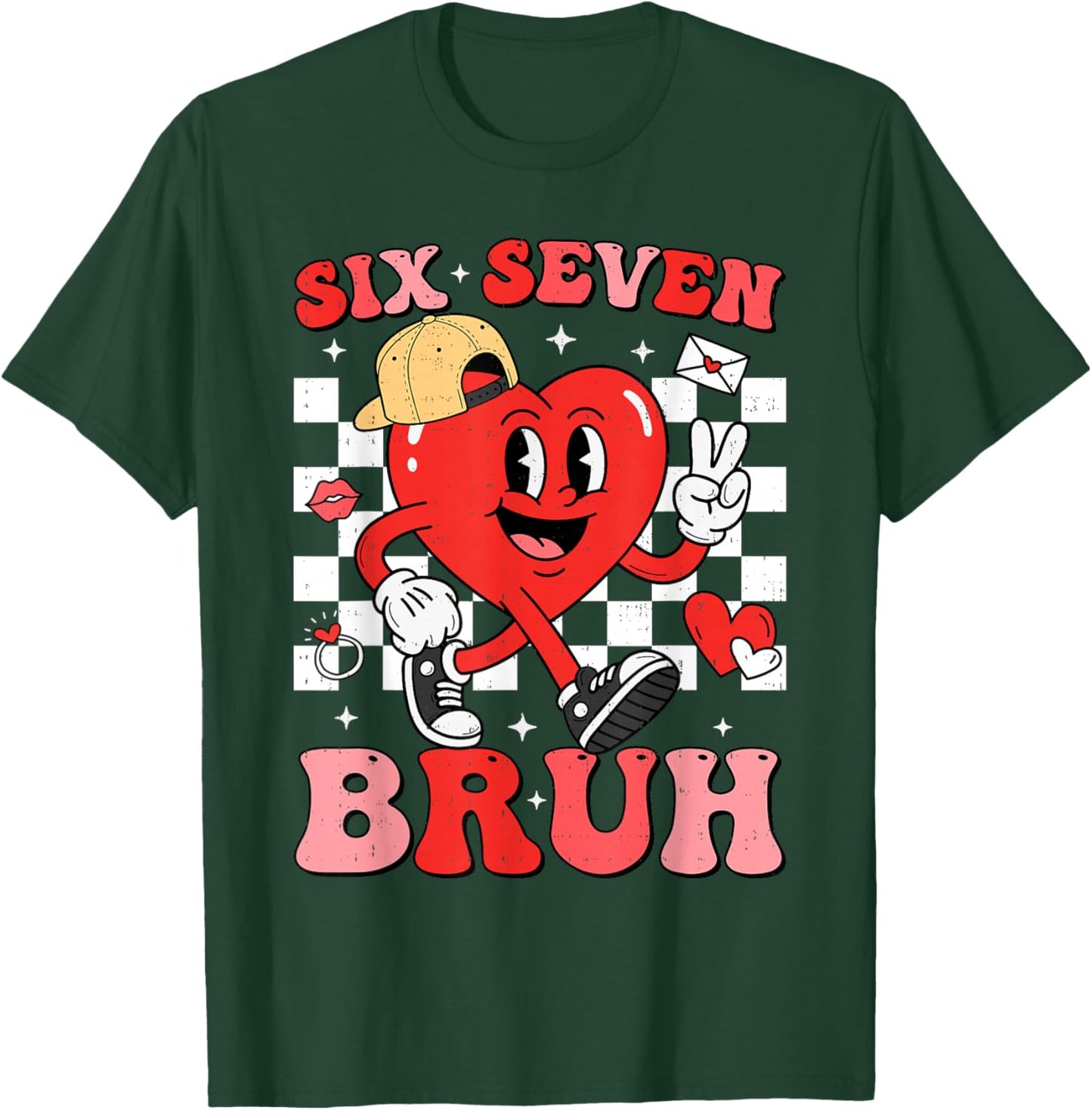 Six Seven Bruh Heart 6 7 Meme Funny Valentines Day Boys Kids T-Shirt - T-Shirt | Forest