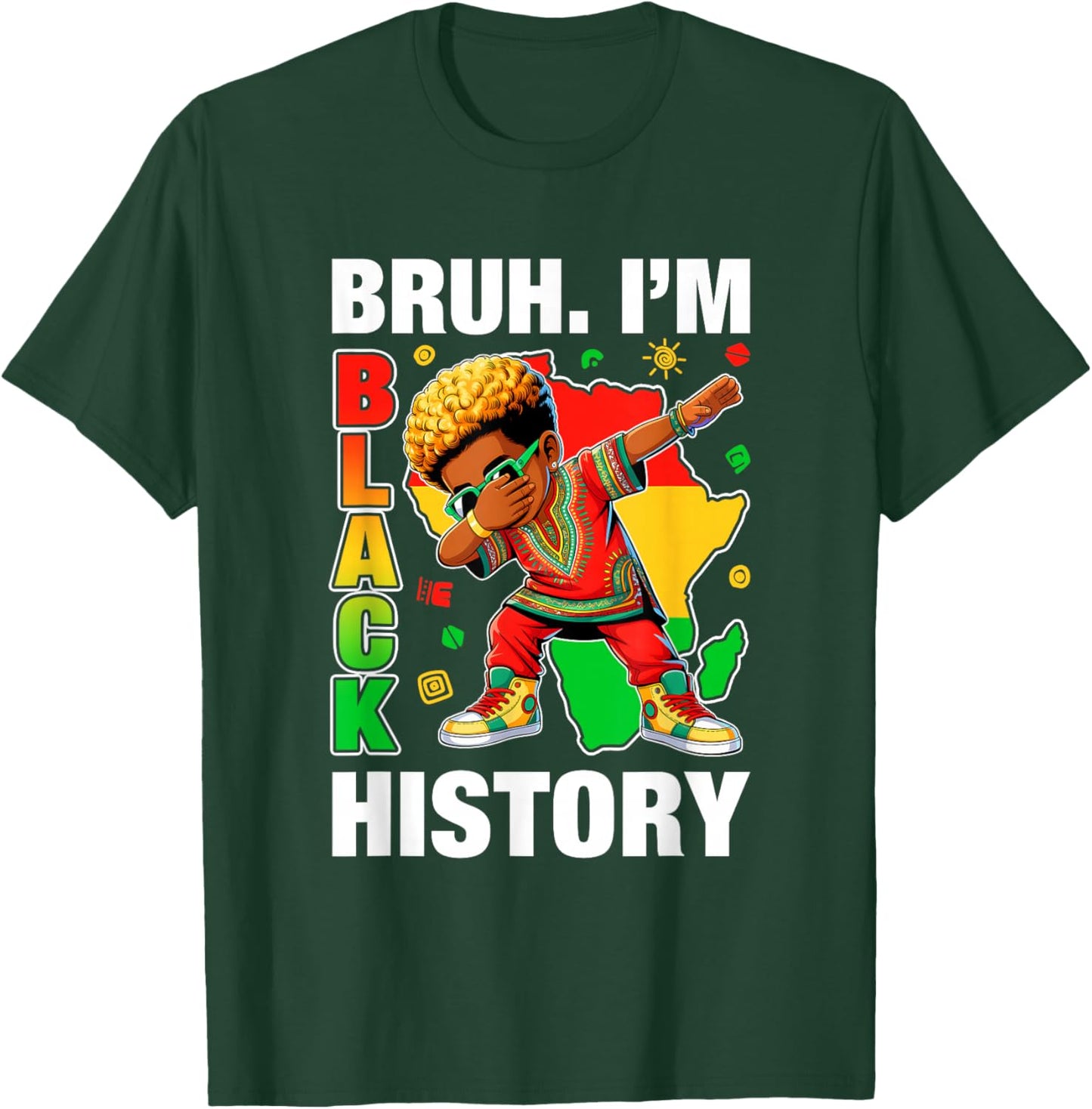 I Am Black History Dabbing Afro Men Boy Black History Month T-Shirt - T-Shirt | Forest