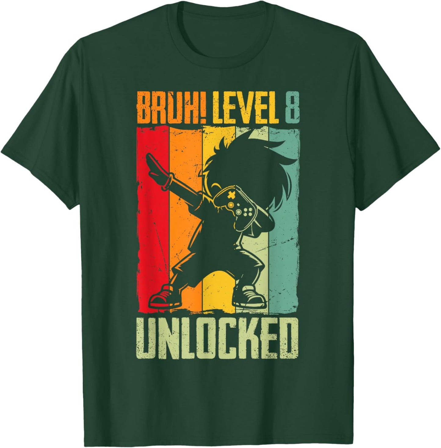 Bruh Level 8 Unlocked 8 Year Old 8th Birthday Dabbing Boy T-Shirt - T-Shirt | Forest