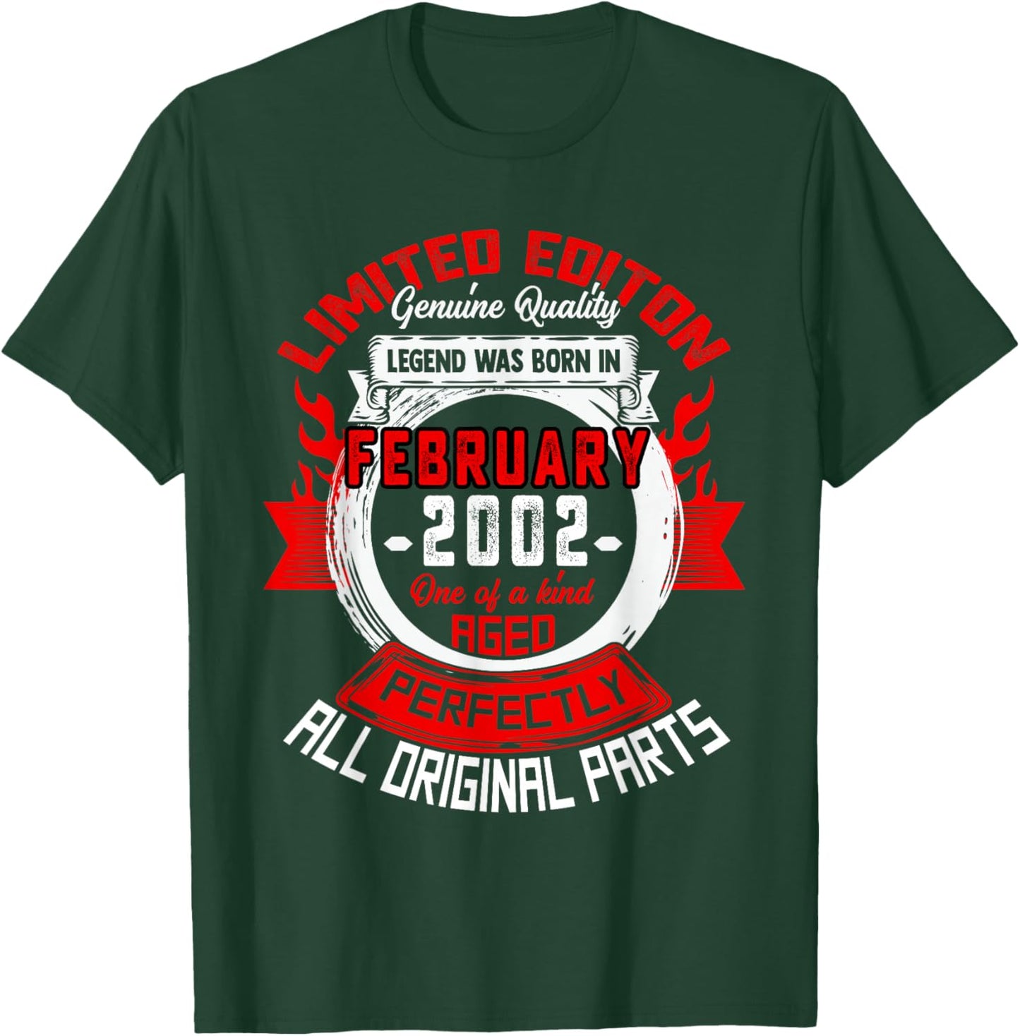 24th Birthday Gift Legend Born in February 2002 24 Yrs Old T-Shirt - T-Shirt | Forest
