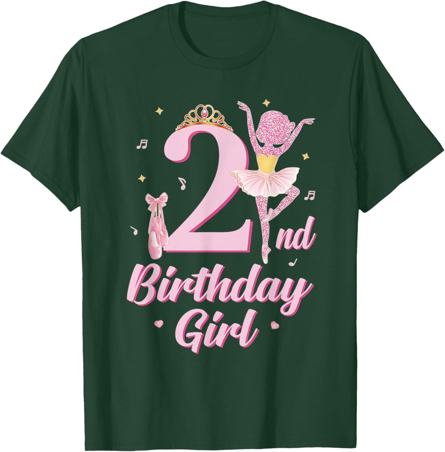 Ballerina 2nd Birthday Party Pink Ballet Tutu Cute 2 Yrs Old T-Shirt - T-Shirt | Forest