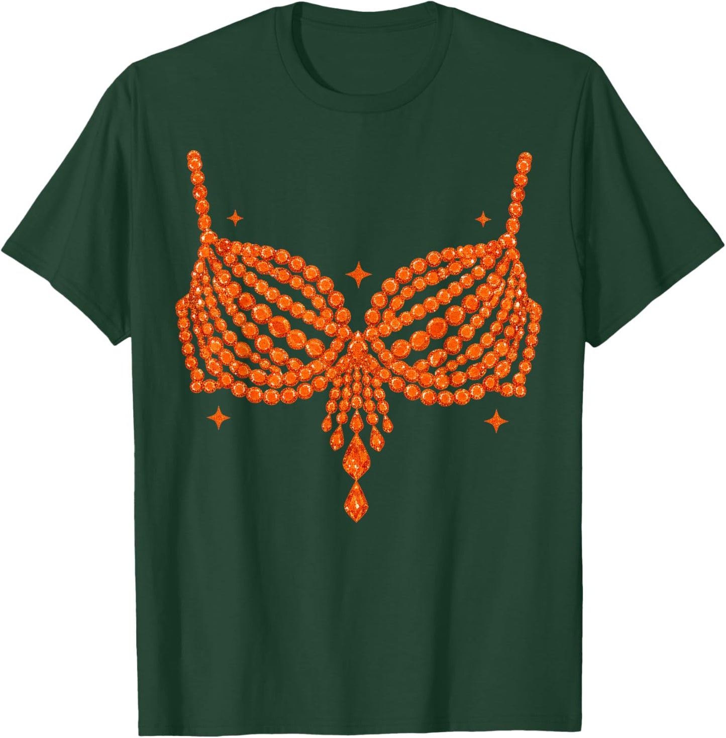 Halloween Funny Showgirl Orange Crystal Bra Lazy Costume T-Shirt - T-Shirt | Forest