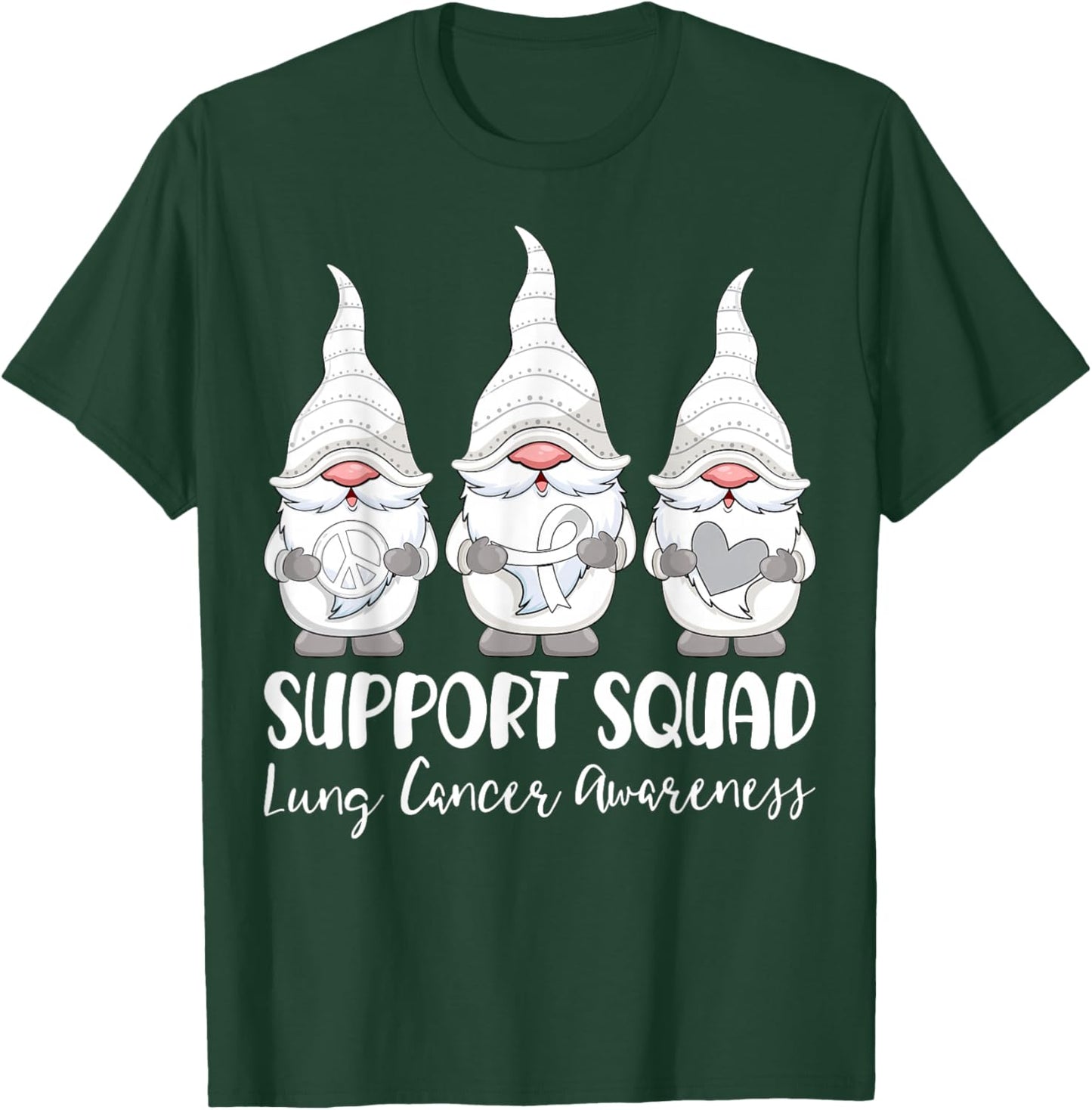 Support Squad Lung Cancer Awareness Month Gnome T-Shirt - T-Shirt | Forest