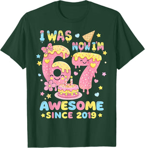 I was 6 Now I'm 7 Birthday Girl Gift Boys Girls Kid T-Shirt - T-Shirt | Forest