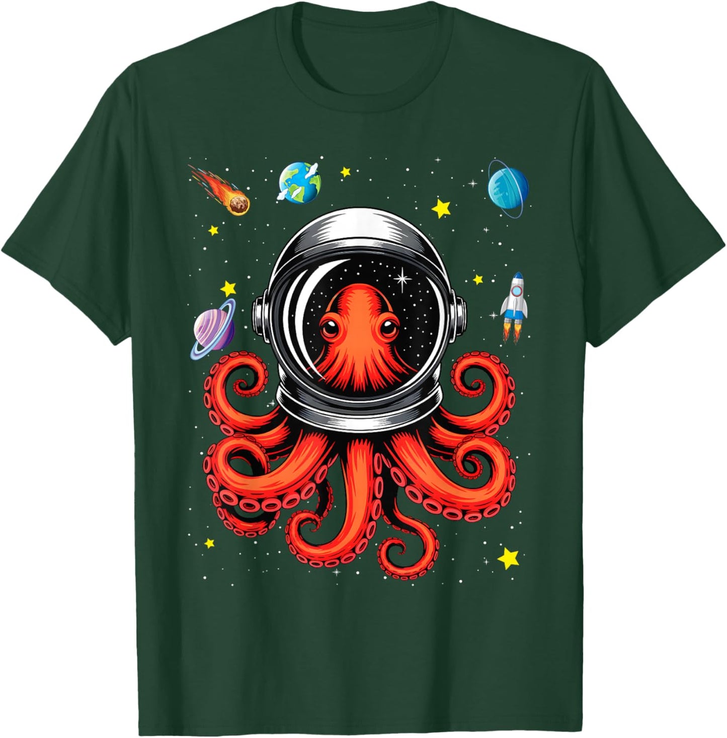 Sci-Fi Octopus Astronaut Octo-naut Astro-pus T-Shirt - T-Shirt | Forest