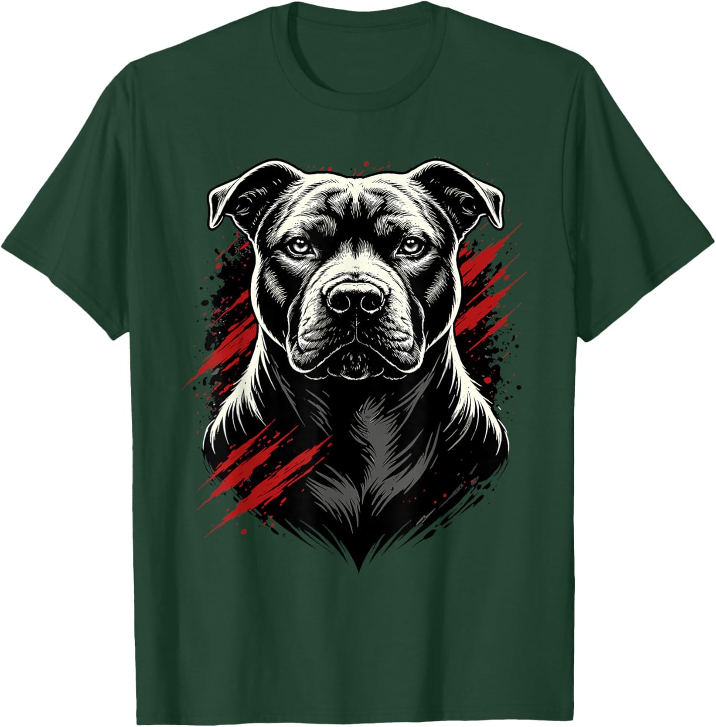 Pitbull Portrait Grunge Splatter American Bully Ink Style T-Shirt - T-Shirt | Forest