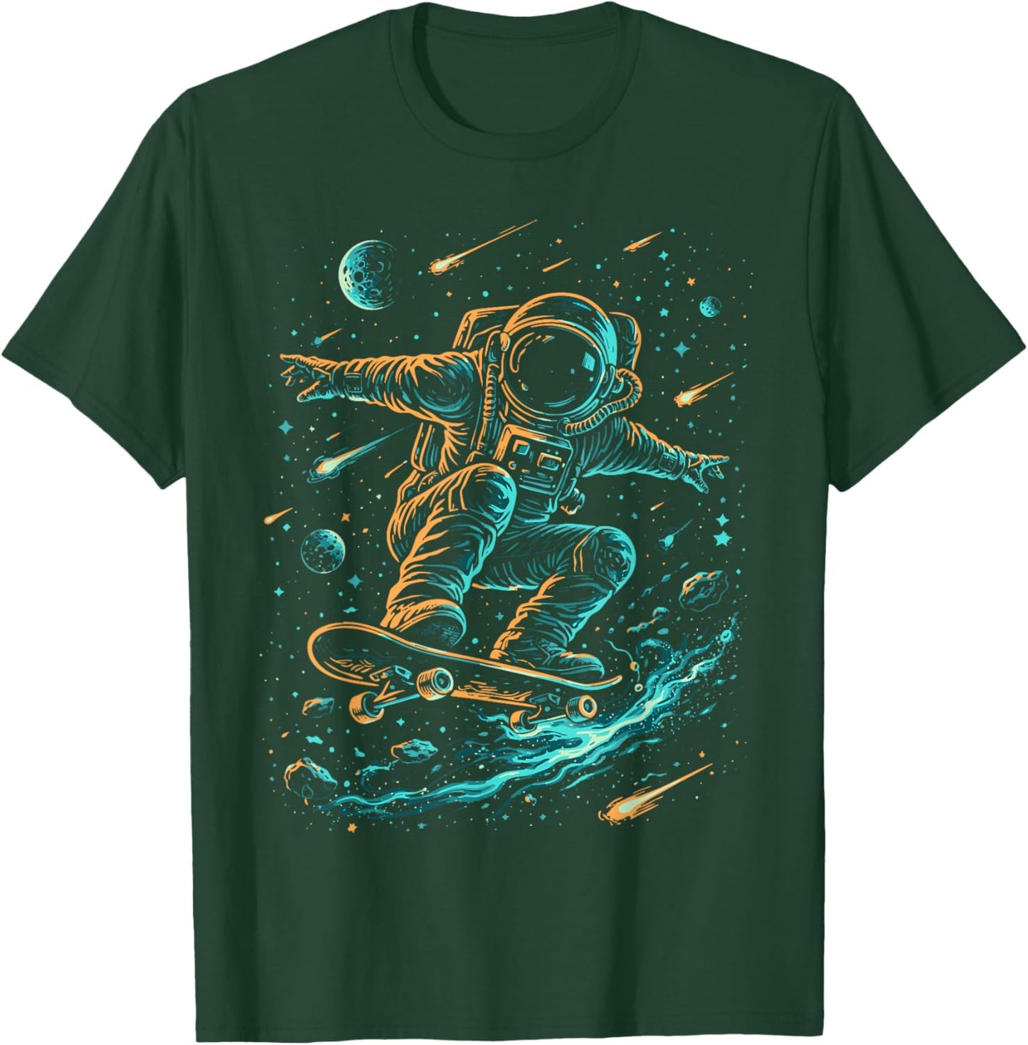 Space Astronaut Skateboard Planets Solar Systems Boys T-Shirt - T-Shirt | Forest