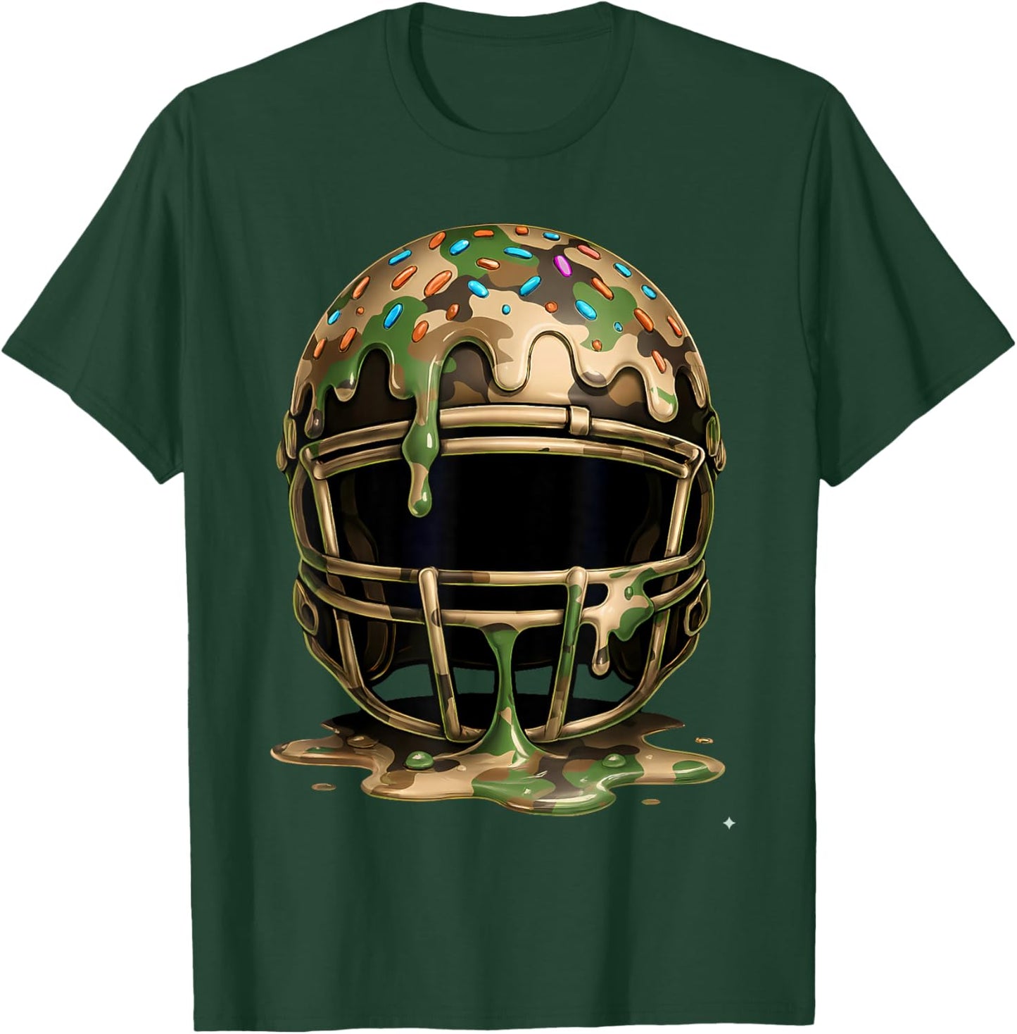 Camouflage Football Drip Boys Ice Cream Dripping Camo Boys T-Shirt - T-Shirt | Forest