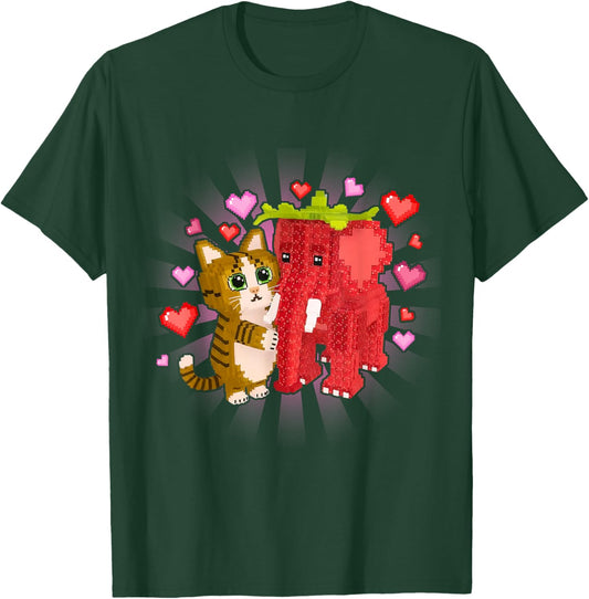 Meowl Strawberry Elephant OG Brainrot Valentine Hearts T-Shirt - T-Shirt | Forest
