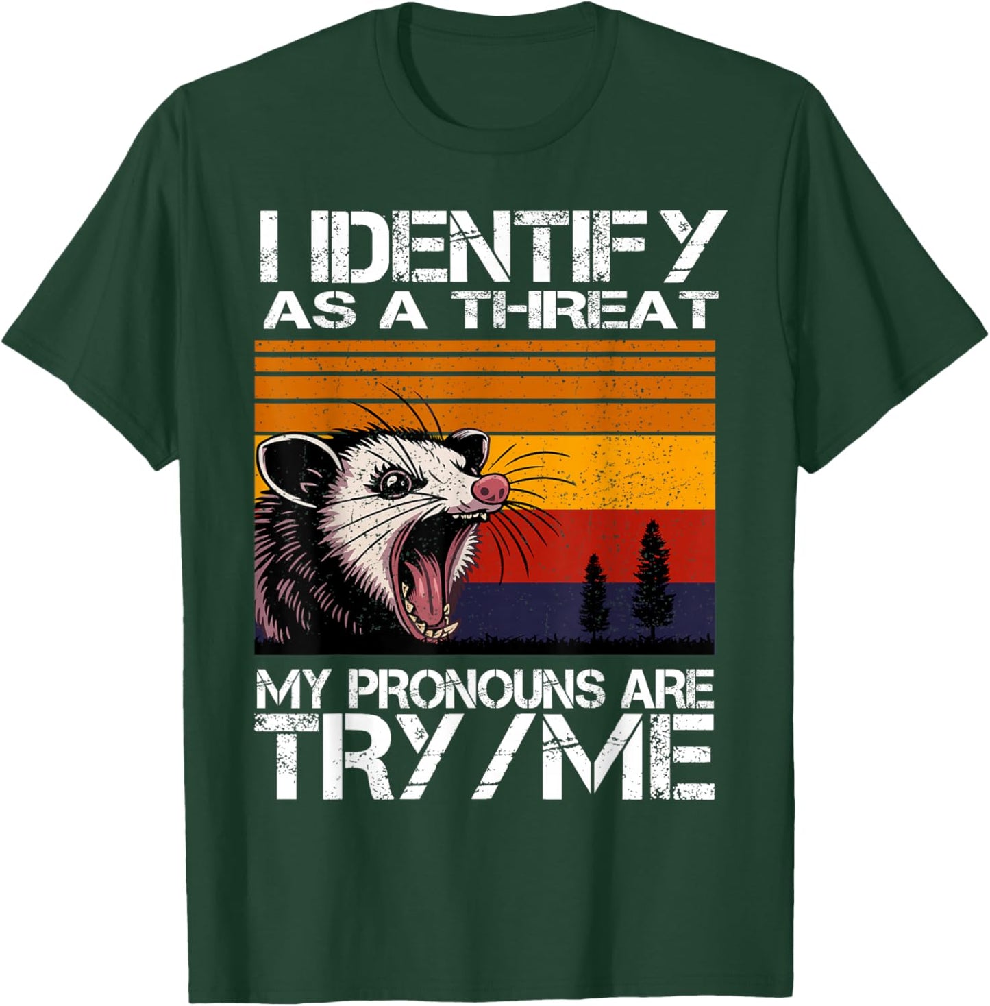 Opossum i Identify as a Threat Vintage Funny Possum Meme T-Shirt - T-Shirt | Forest