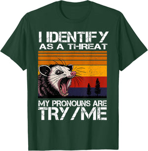 Opossum i Identify as a Threat Vintage Funny Possum Meme T-Shirt - T-Shirt | Forest