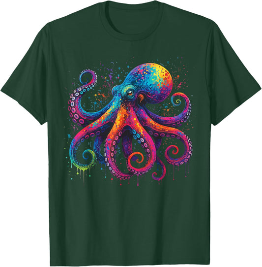 Octopus Colorful Scuba Diver T-Shirt - T-Shirt | Forest