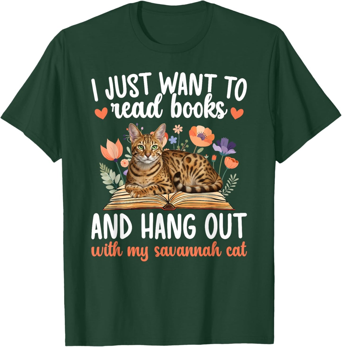 Books and My Savannah Cat Owner Savannah Cat Lover T-Shirt - T-Shirt | Forest