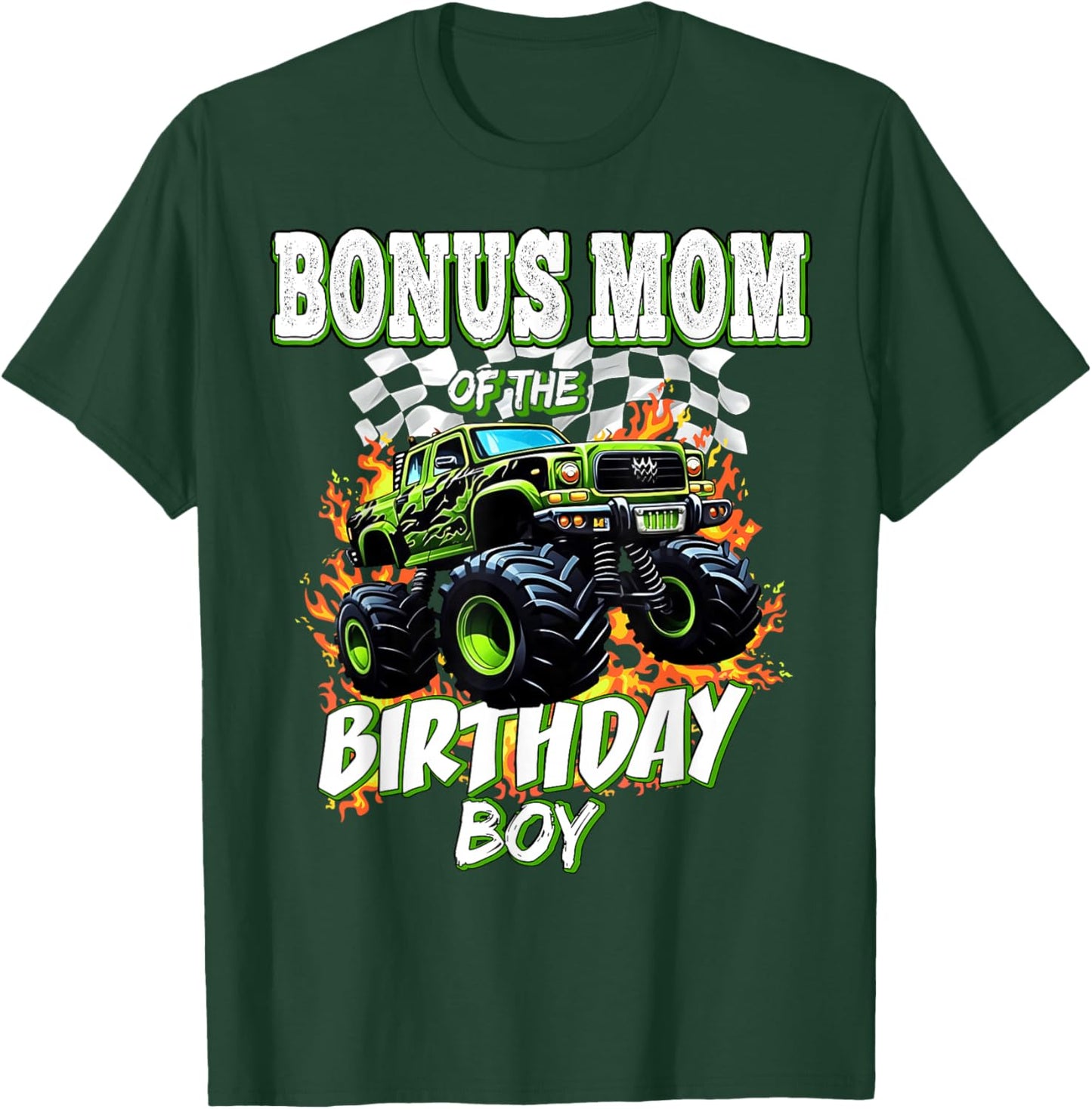 Bonus Mom of The Birthday Boy Monster Truck Birthday Kids T-Shirt - T-Shirt | Forest