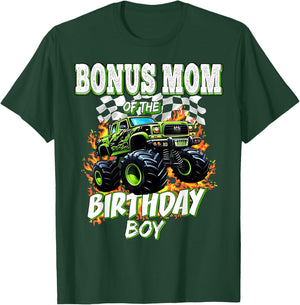 Bonus Mom of The Birthday Boy Monster Truck Birthday Kids T-Shirt - T-Shirt | Forest