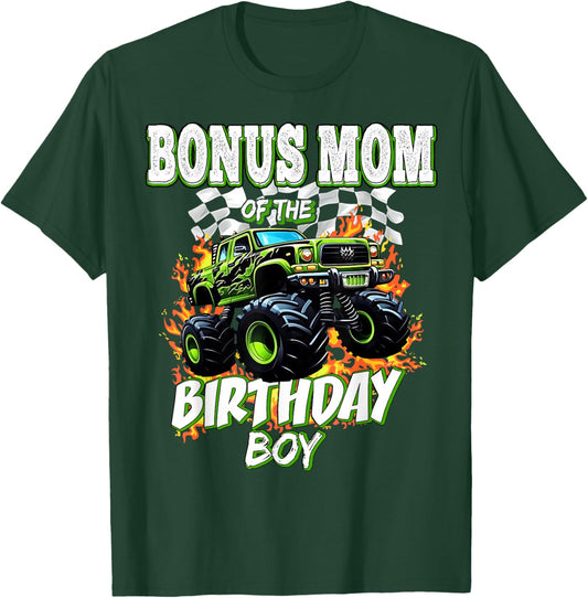 Bonus Mom of The Birthday Boy Monster Truck Birthday Kids T-Shirt - T-Shirt | Forest