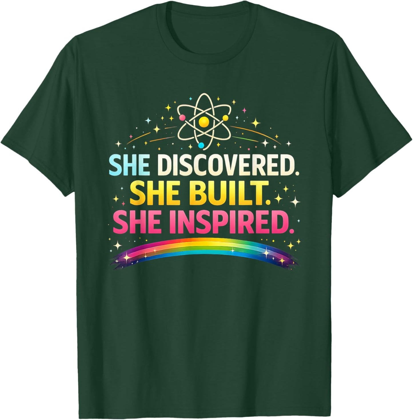 She Discovered She Built She Inspired Women in STEM T-Shirt - T-Shirt | Forest