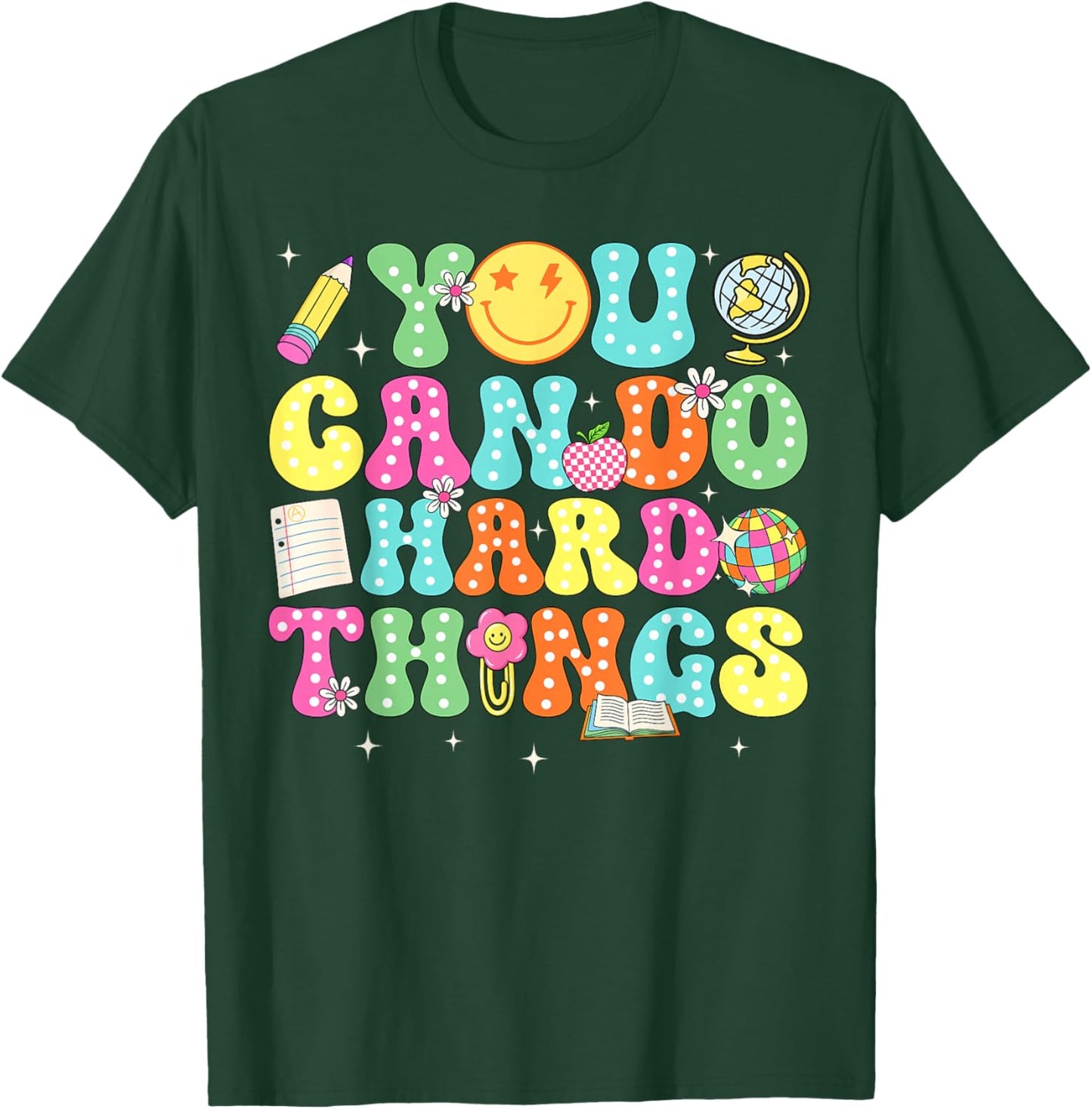Test Day Teacher Outfits You Can Do Hard Things Women Kids T-Shirt - T-Shirt | Forest