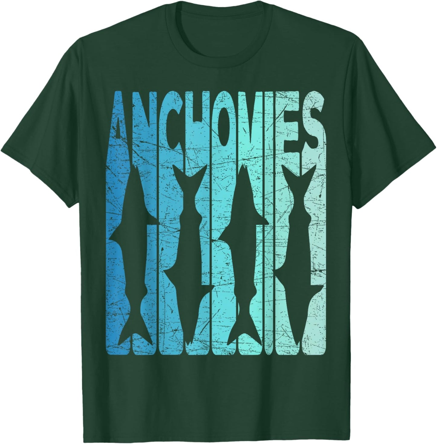 Anchovies Vintage Anchovies Fishing Retro Seafood T-Shirt - T-Shirt | Forest