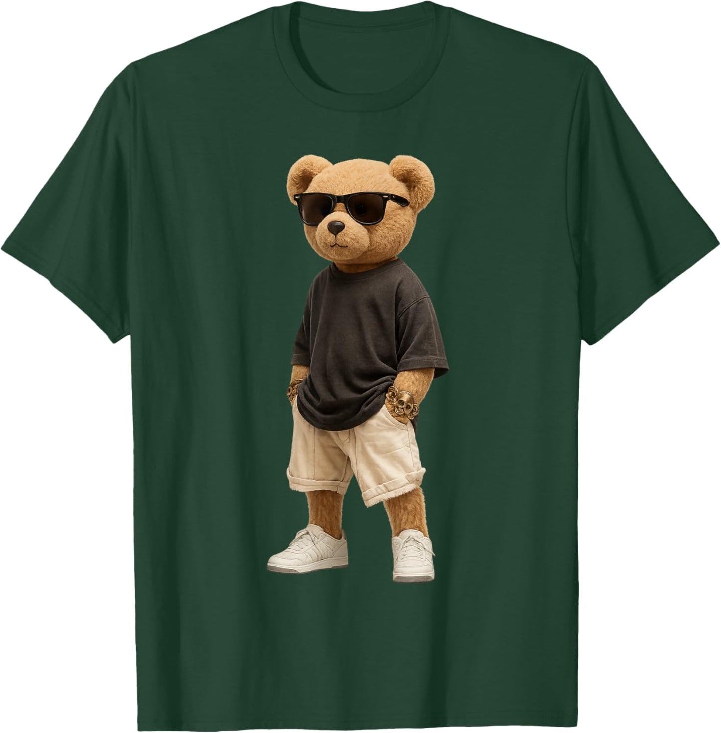 Streetwear Graphic Colorful Hip Hop Teddy Bear Cool Rapper T-Shirt - T-Shirt | Forest