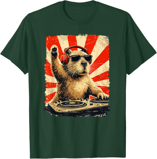 DJ Capybara Disco Sound Tech Headphone Music Capybara Gifts T-Shirt - T-Shirt | Forest
