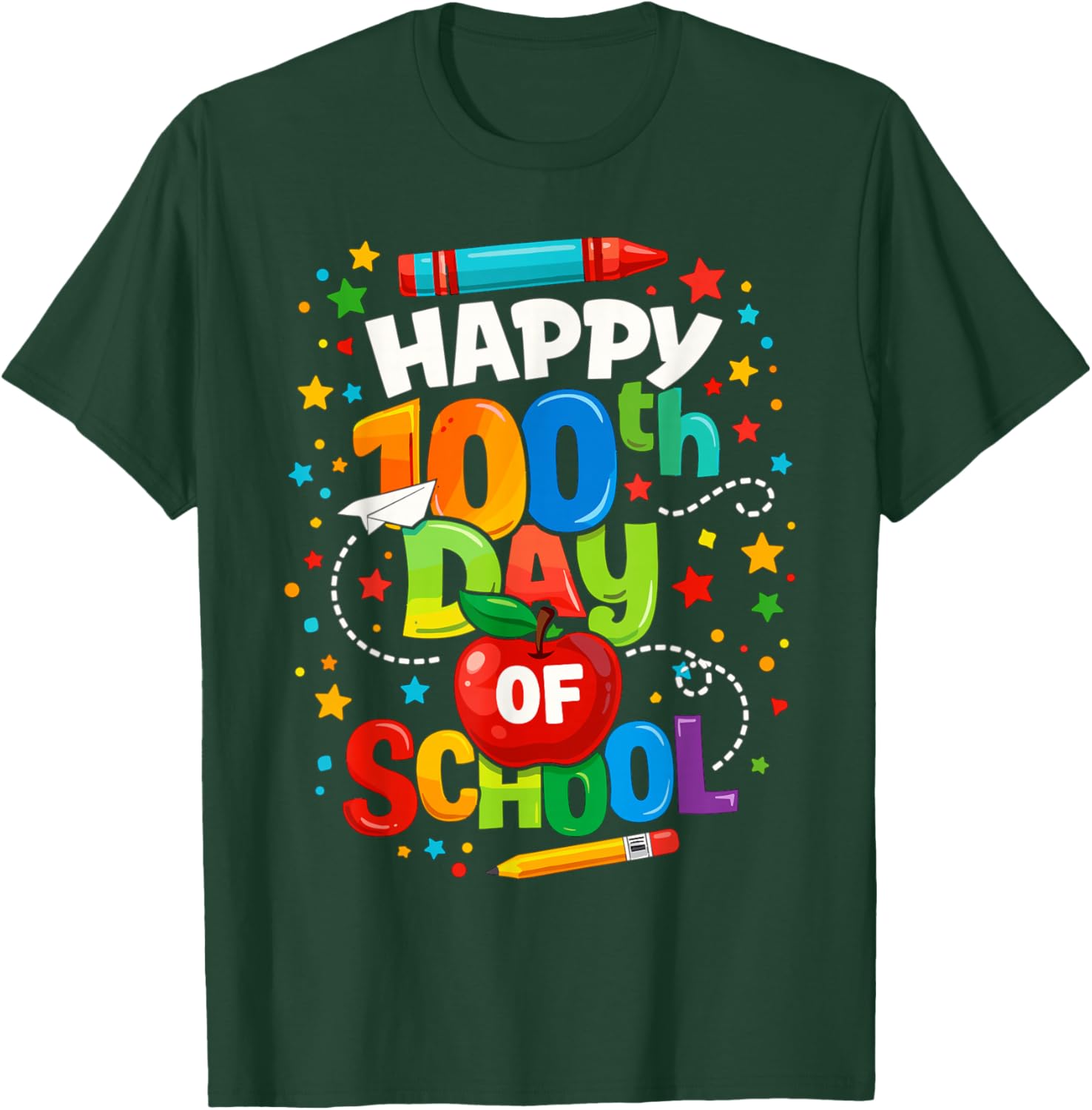 Happy 100th Day of School Cute for Kids Students Teachers T-Shirt - T-Shirt | Forest