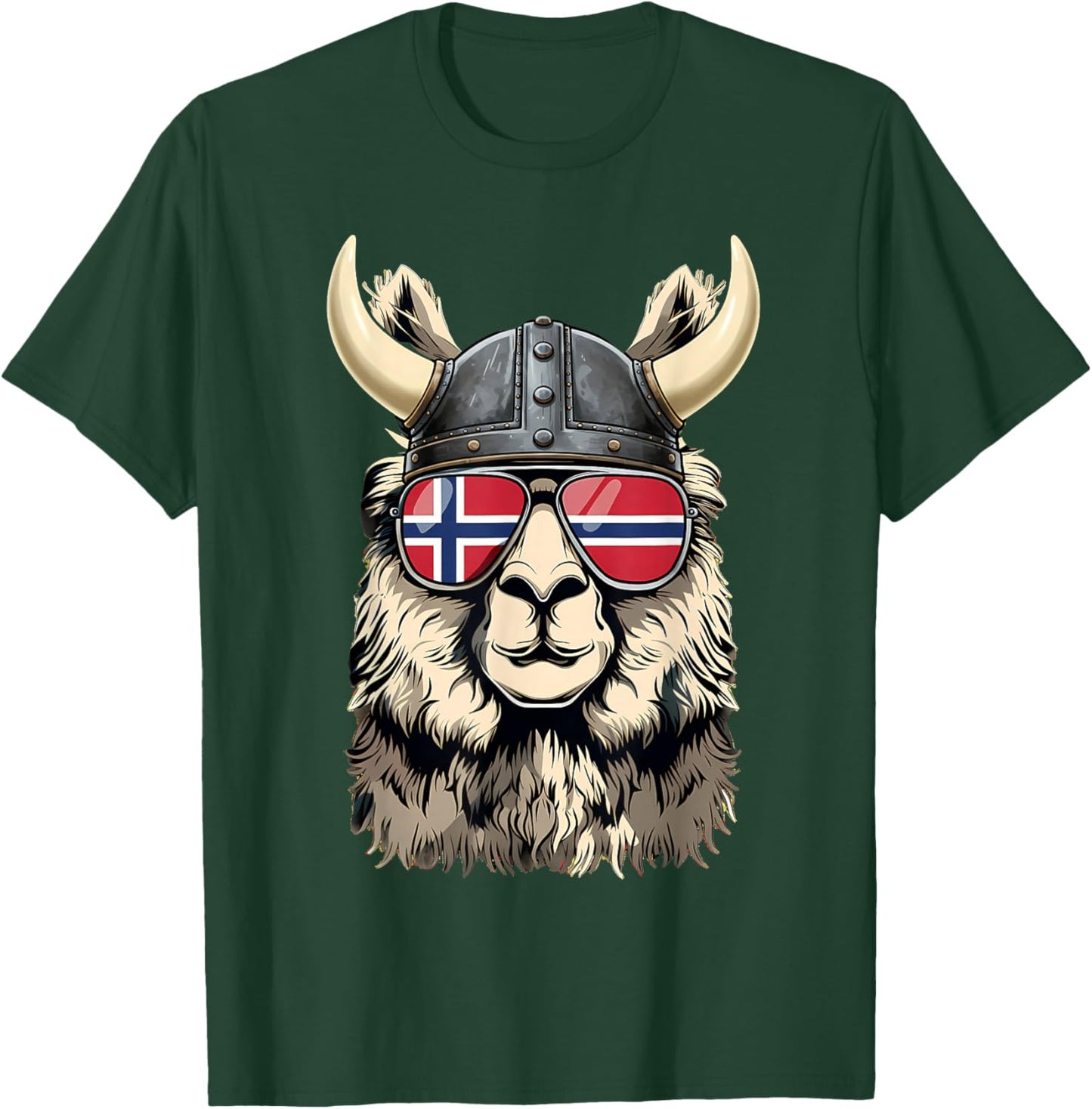 Norway Roots Llama Alapaca Norwegian Flag Norge T-Shirt - T-Shirt | Forest