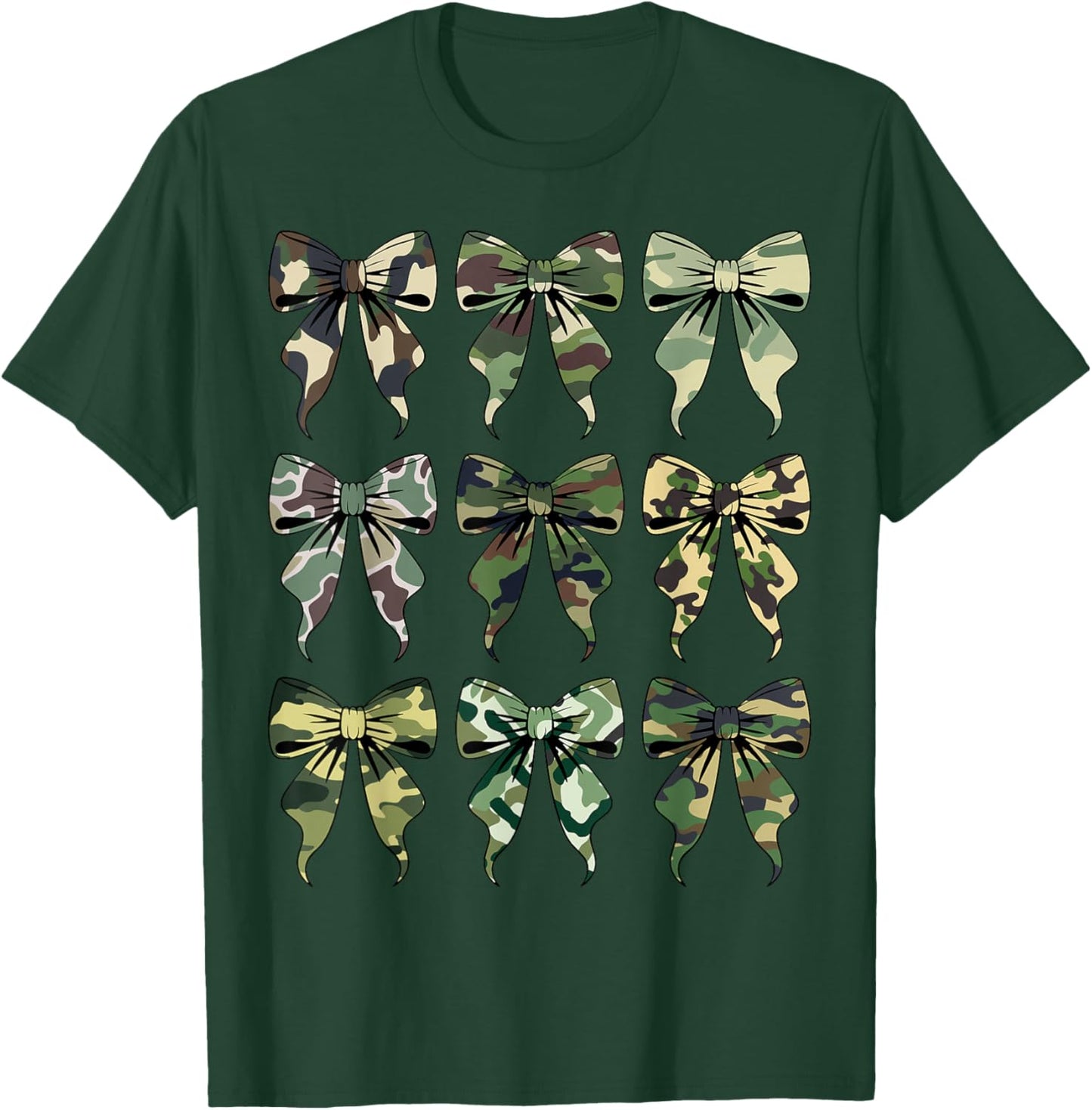 Camouflage Coquette Bow Women Girls Kids Hunting Hunter Camo T-Shirt - T-Shirt | Forest