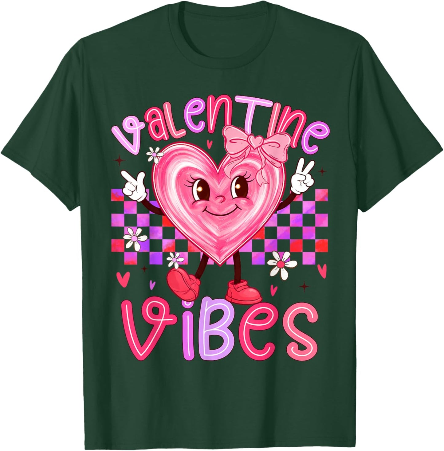 Valentine Vibes Cute Girl Happy Valentines Day Preppy T-Shirt - T-Shirt | Forest
