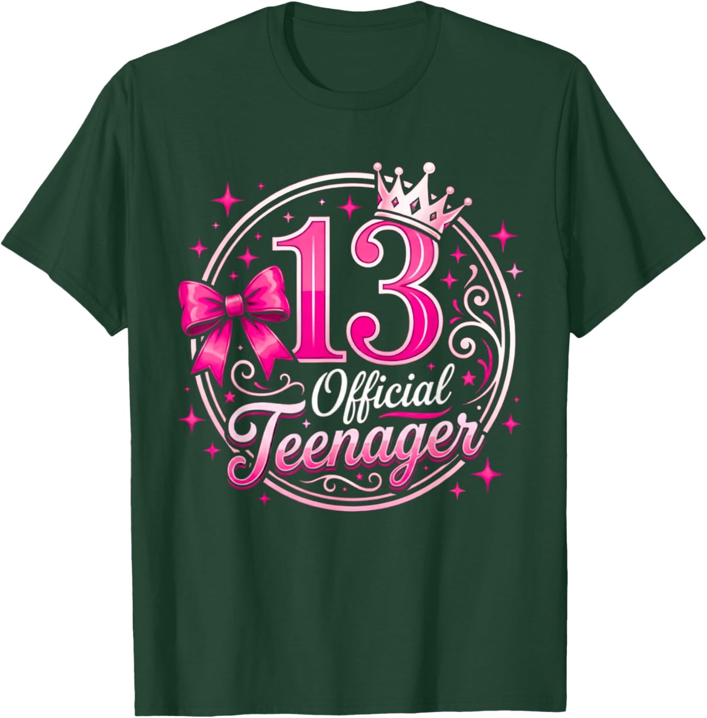 13th Birthday Girl 13 Years Old Official Teenager Birthday T-Shirt - T-Shirt | Forest