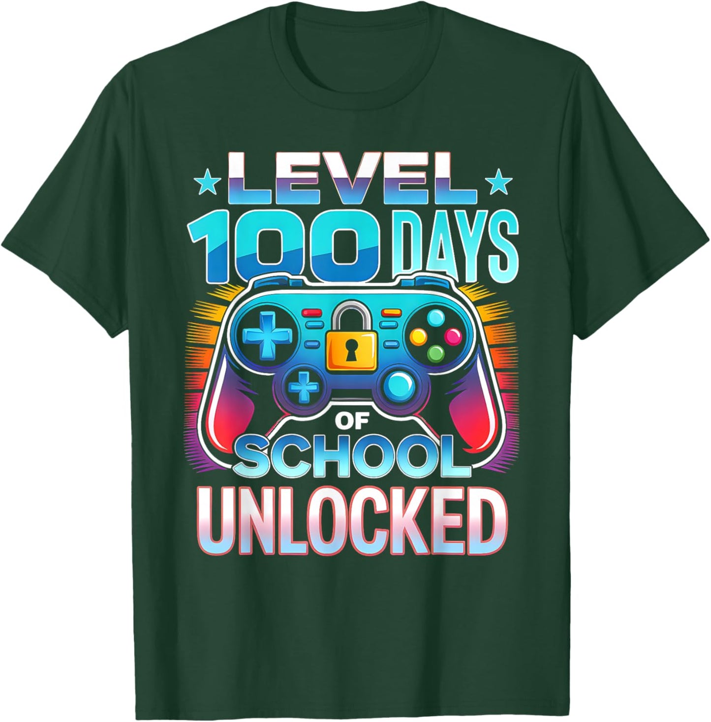 Level 100 Days of School Unlocked 100th Day of School Boys T-Shirt - T-Shirt | Forest