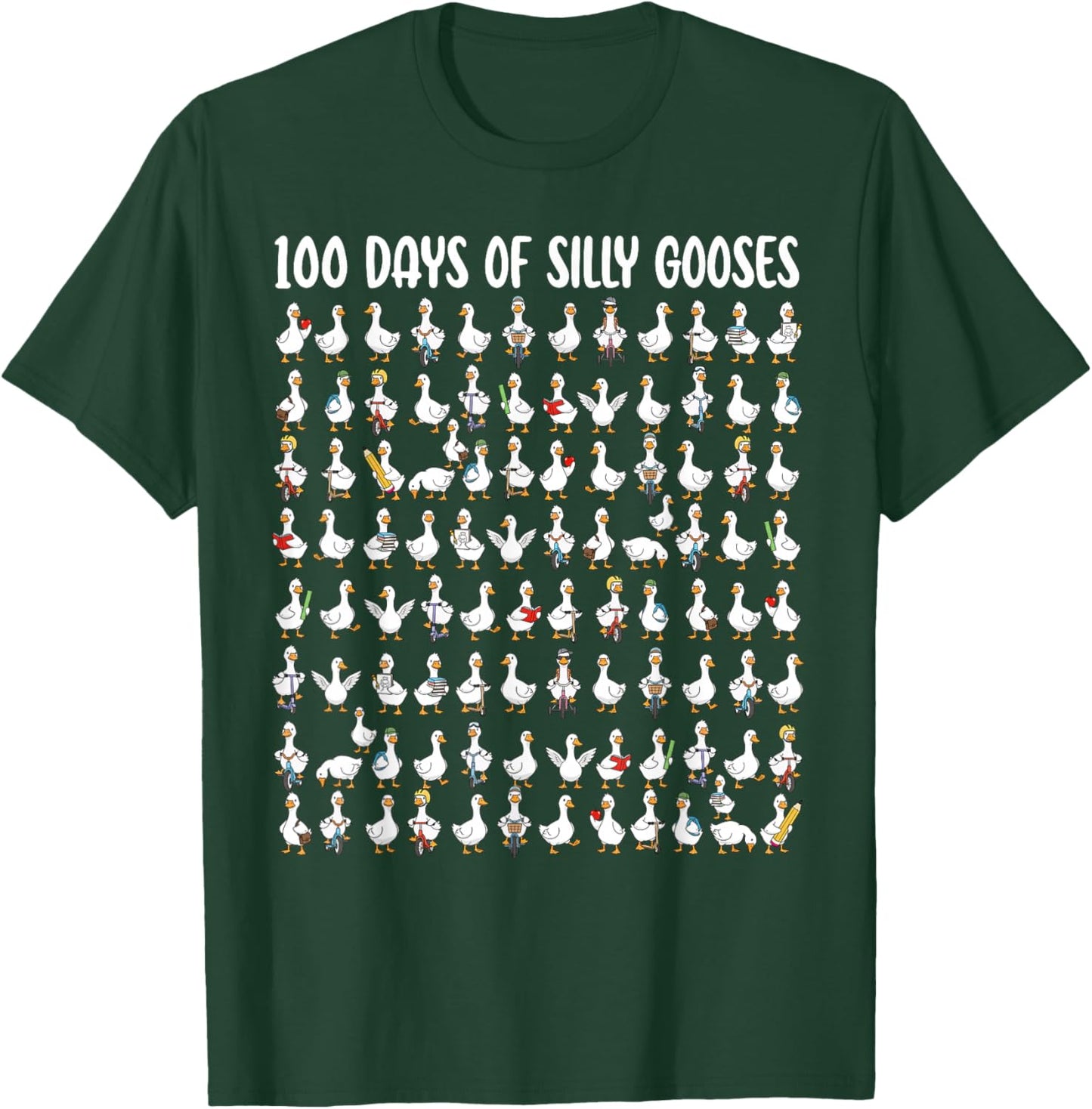 100 Days of Silly Gooses Funny 100th Day of School Teacher T-Shirt - T-Shirt | Forest