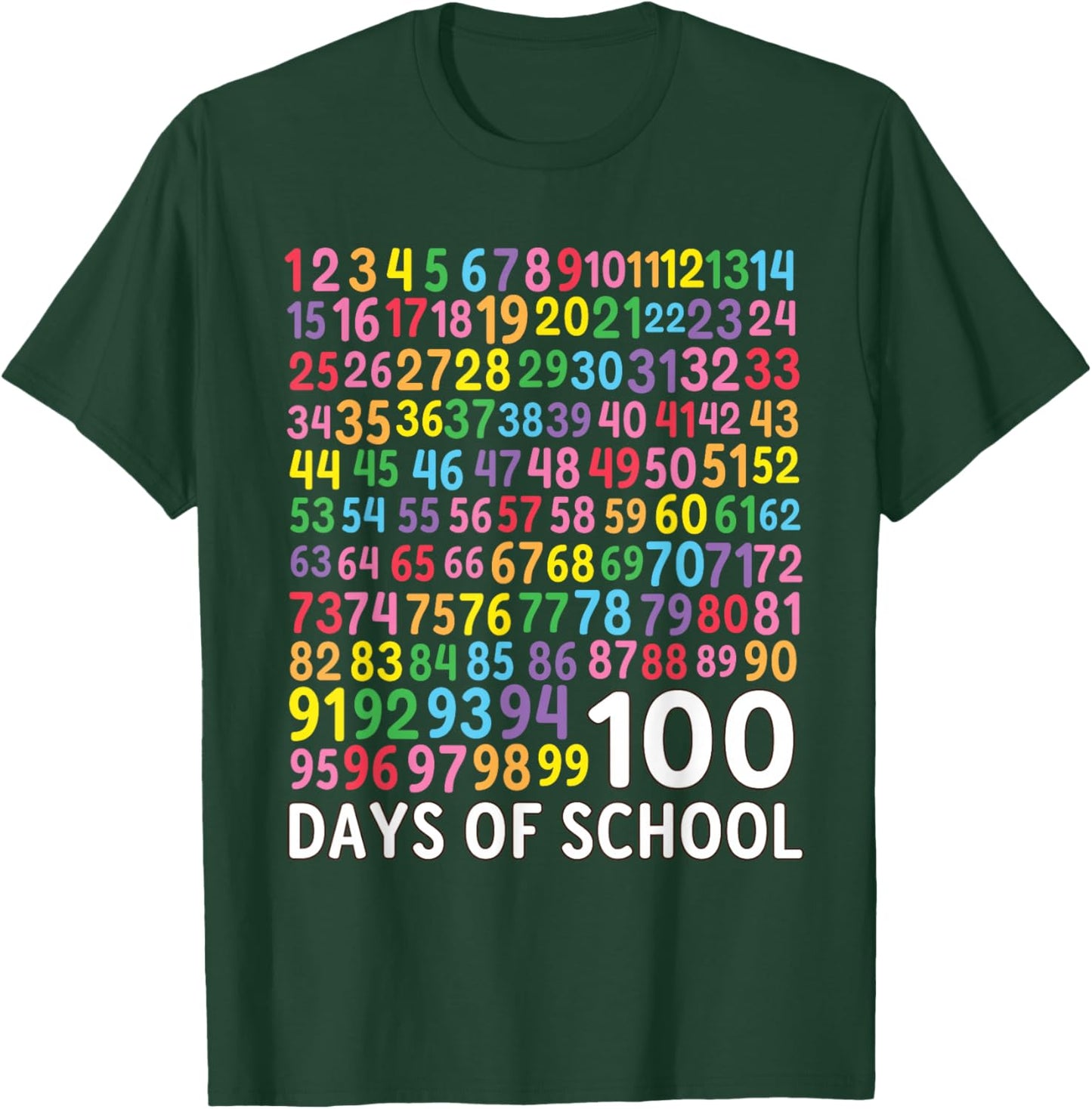 100th Day School Numbers Counting Celebration T-Shirt - T-Shirt | Forest