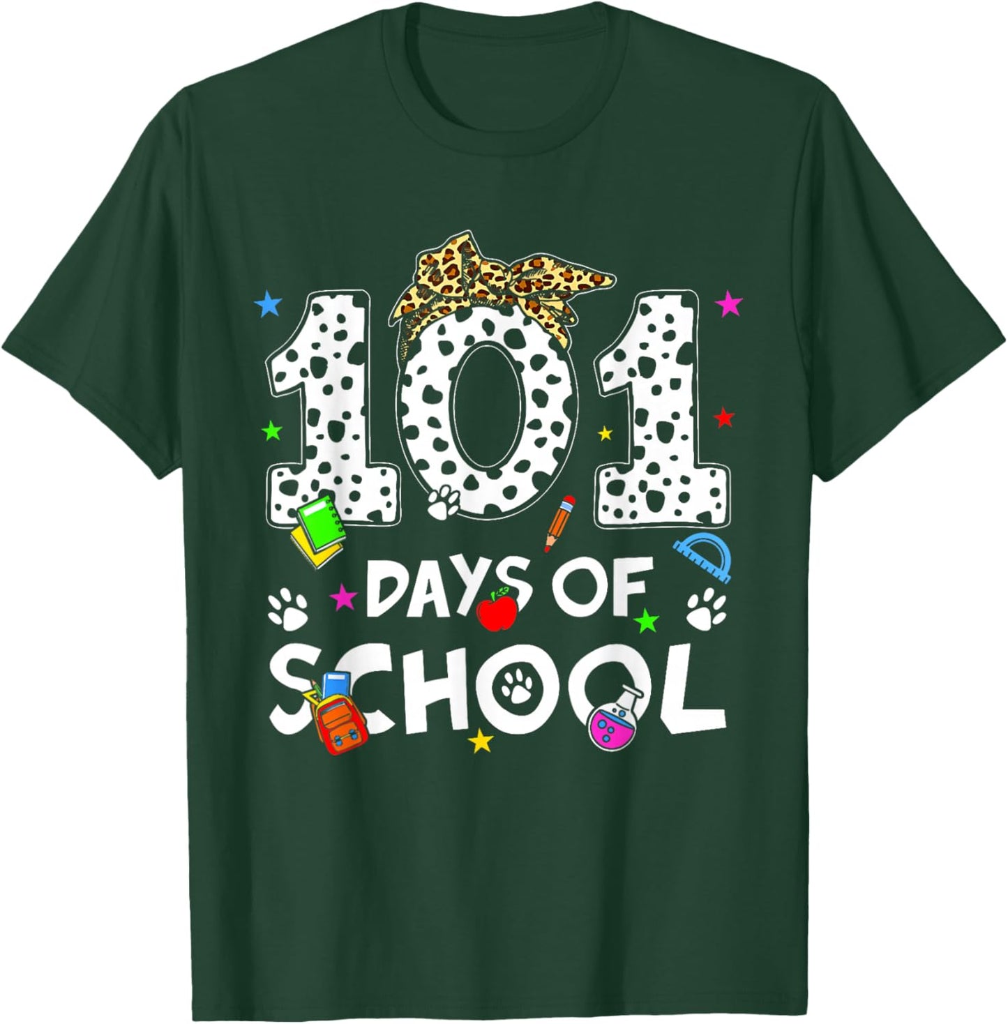 Happy 101 Days of School Funny Student Teacher Kids T-Shirt - T-Shirt | Forest