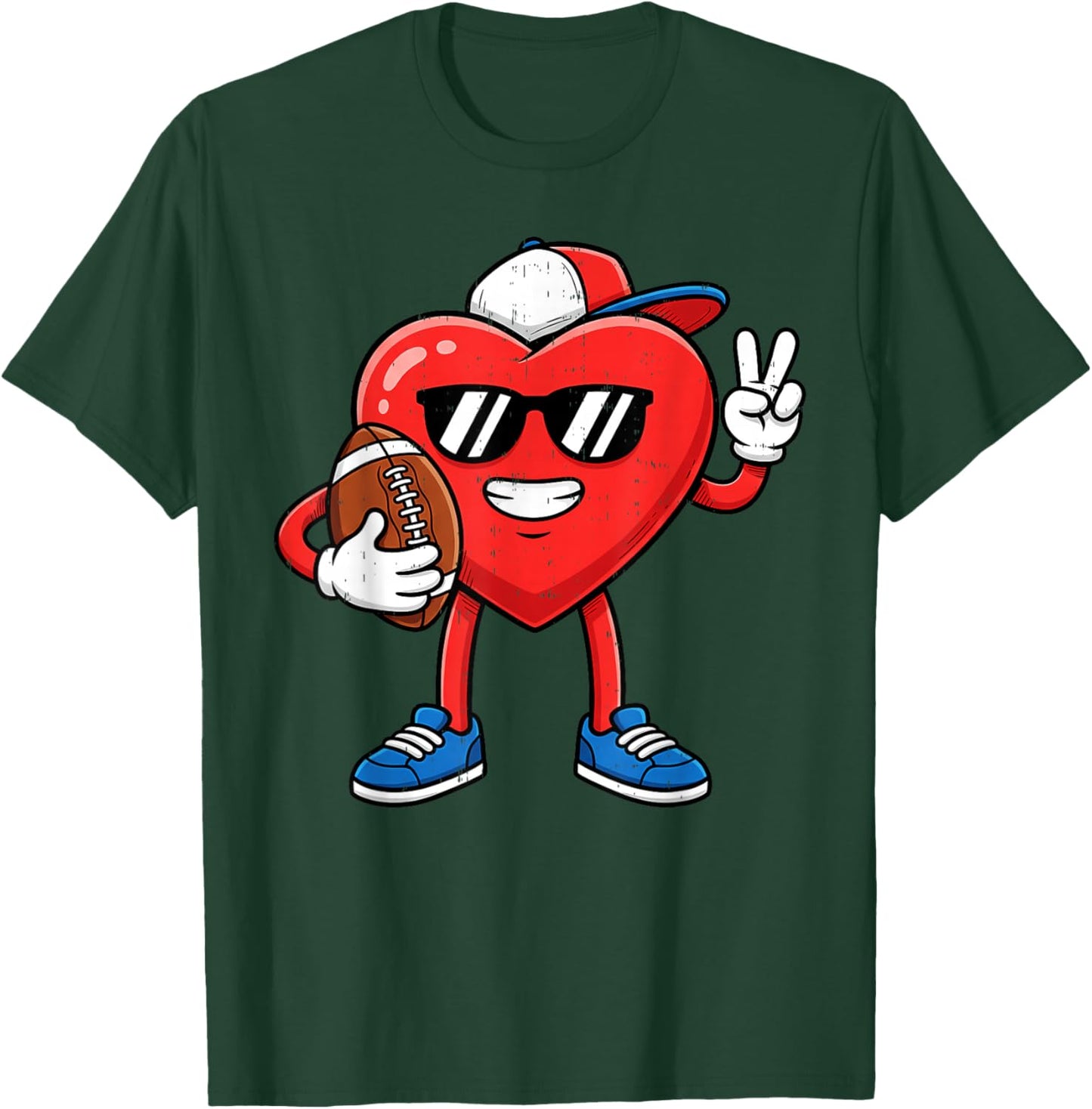Boy Valentines Day Heart American Football Boys Men Kids T-Shirt - T-Shirt | Forest