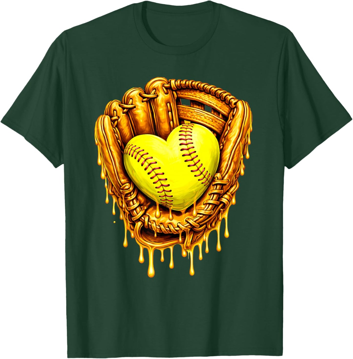 Cute Softball Heart Happy Valentines Boys Women Men Kids T-Shirt - T-Shirt | Forest