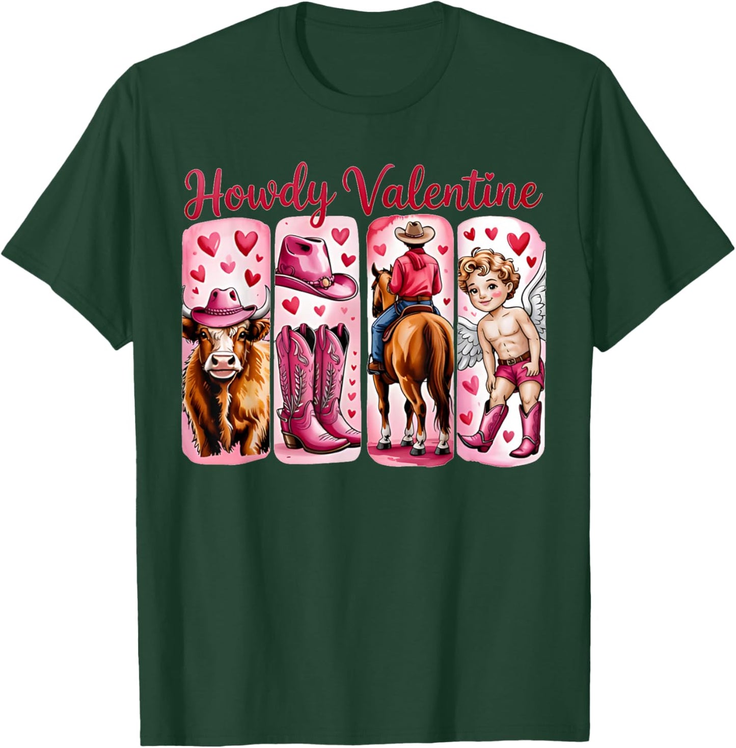 Howdy Valentine Retro Cowboy Western Love T-Shirt - T-Shirt | Forest