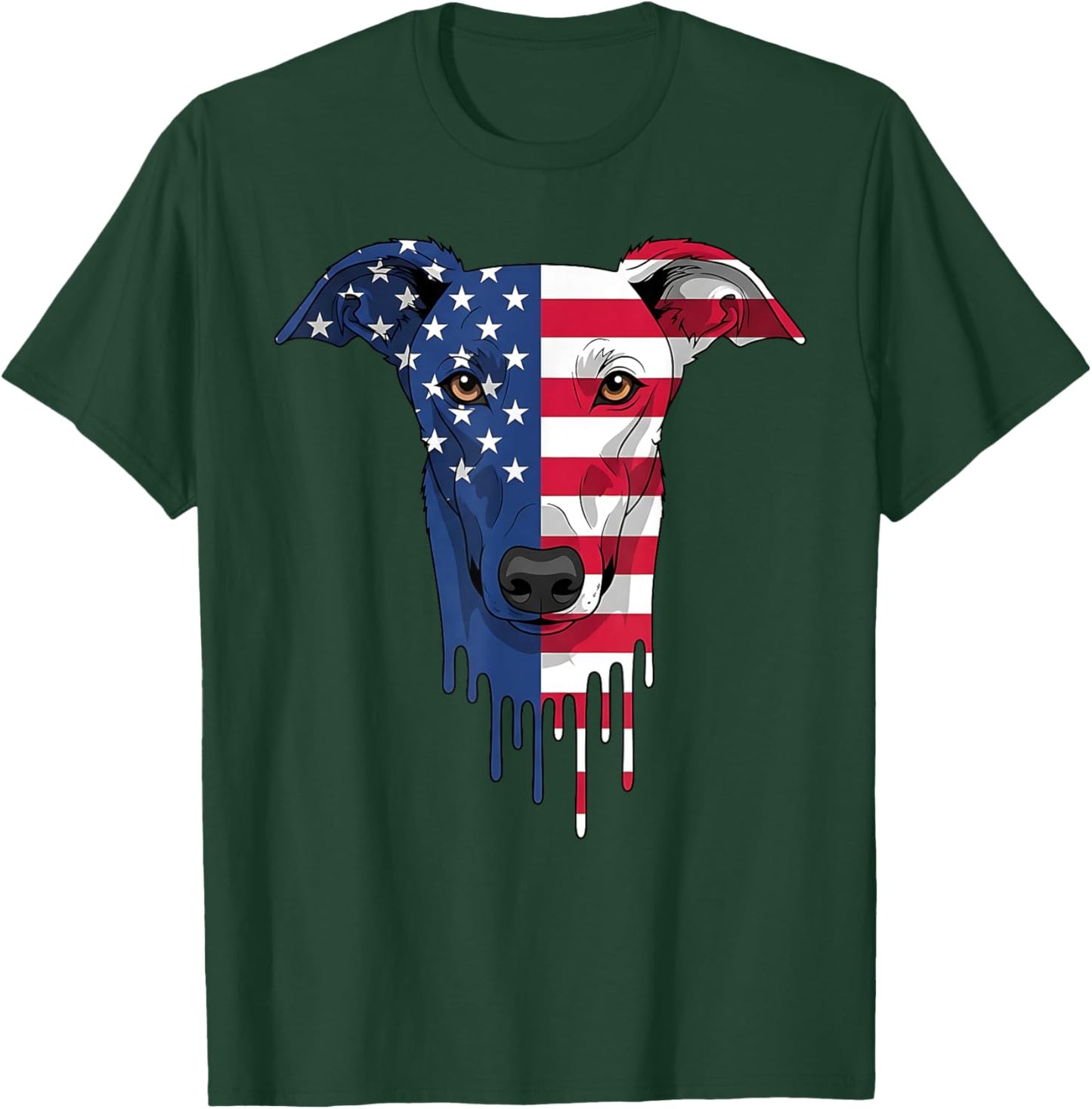 4th of July Greyhound Dog American Flag Patriotic T-Shirt - T-Shirt | Forest