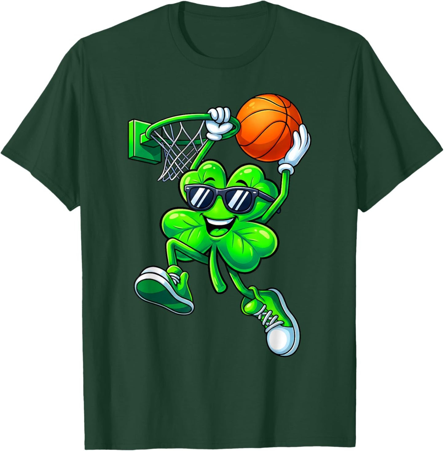 Shamrock Basketball Irish St Patricks Men Boy Kid Apparel T-Shirt - T-Shirt | Forest