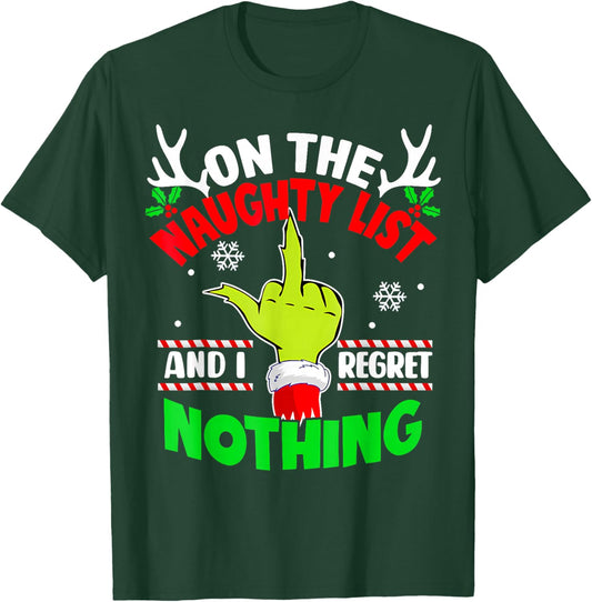Nice Naughty List Funny Christmas Woman Kid T-Shirt - T-Shirt | Forest
