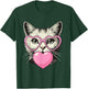 Cute Cat Blowing Pink Valentine Heart Bubble Gum T-Shirt - T-Shirt | Forest