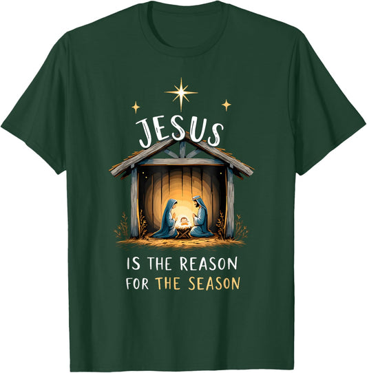 Jesus is The Reason for The Season Christmas Xmas Christian T-Shirt - T-Shirt | Forest