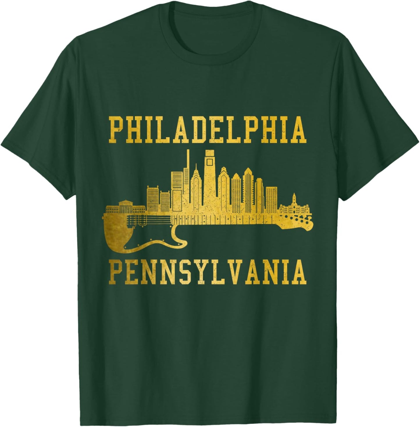 Philadelphia Pennsylvania Guitar Skyline Pride Souvenirs T-Shirt - T-Shirt | Forest