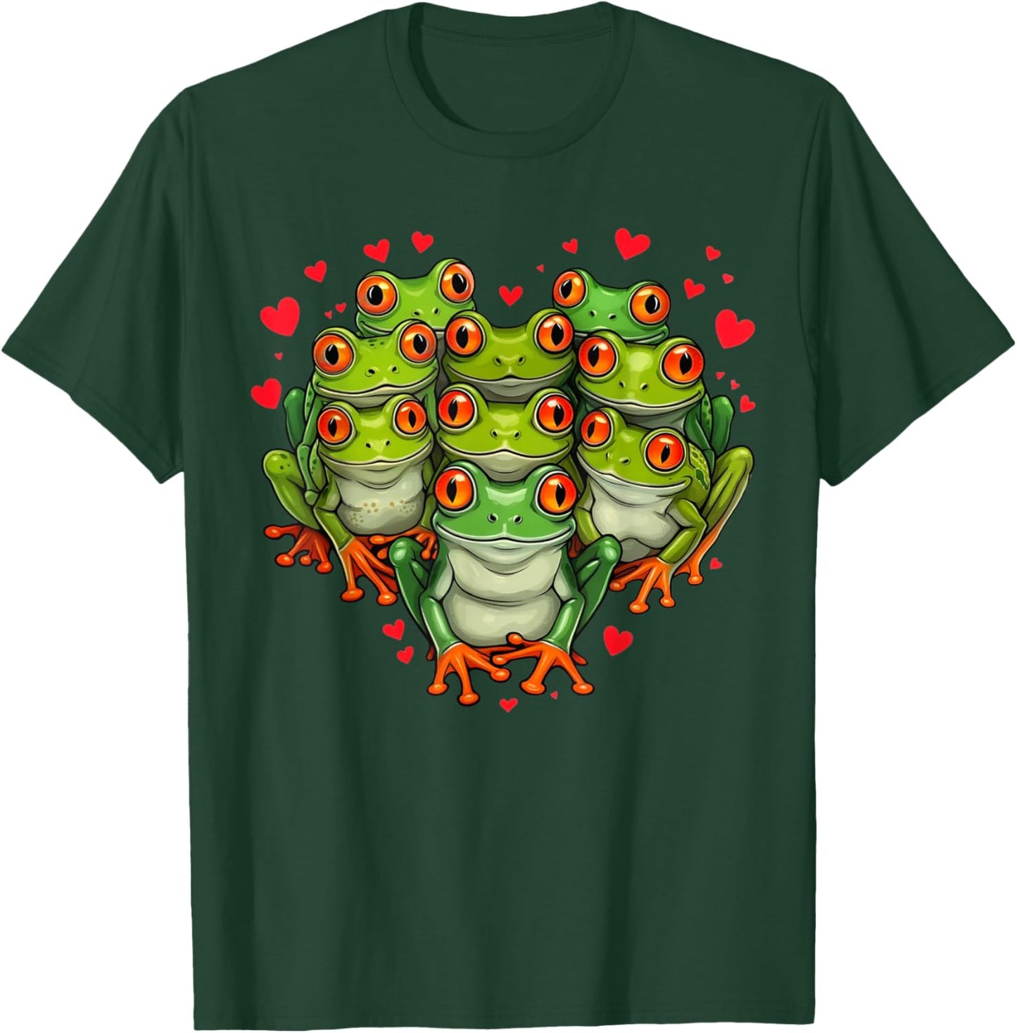 Adorable Frog Valentine Heart Formation Funny Toad Graphic T-Shirt - T-Shirt | Forest
