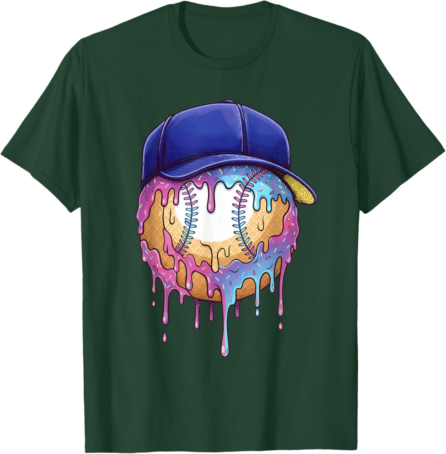 Baseball Drip for Boys Ice Cream Drip Baseball Sport Lover T-Shirt - T-Shirt | Forest