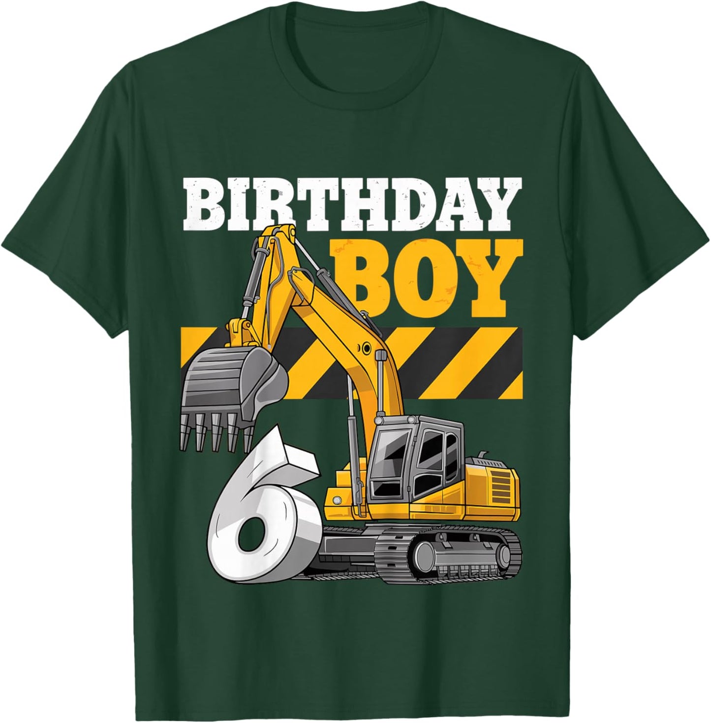 Kids 6 Year Construction Excavator 6nd Birthday Boy T-Shirt - T-Shirt | Forest